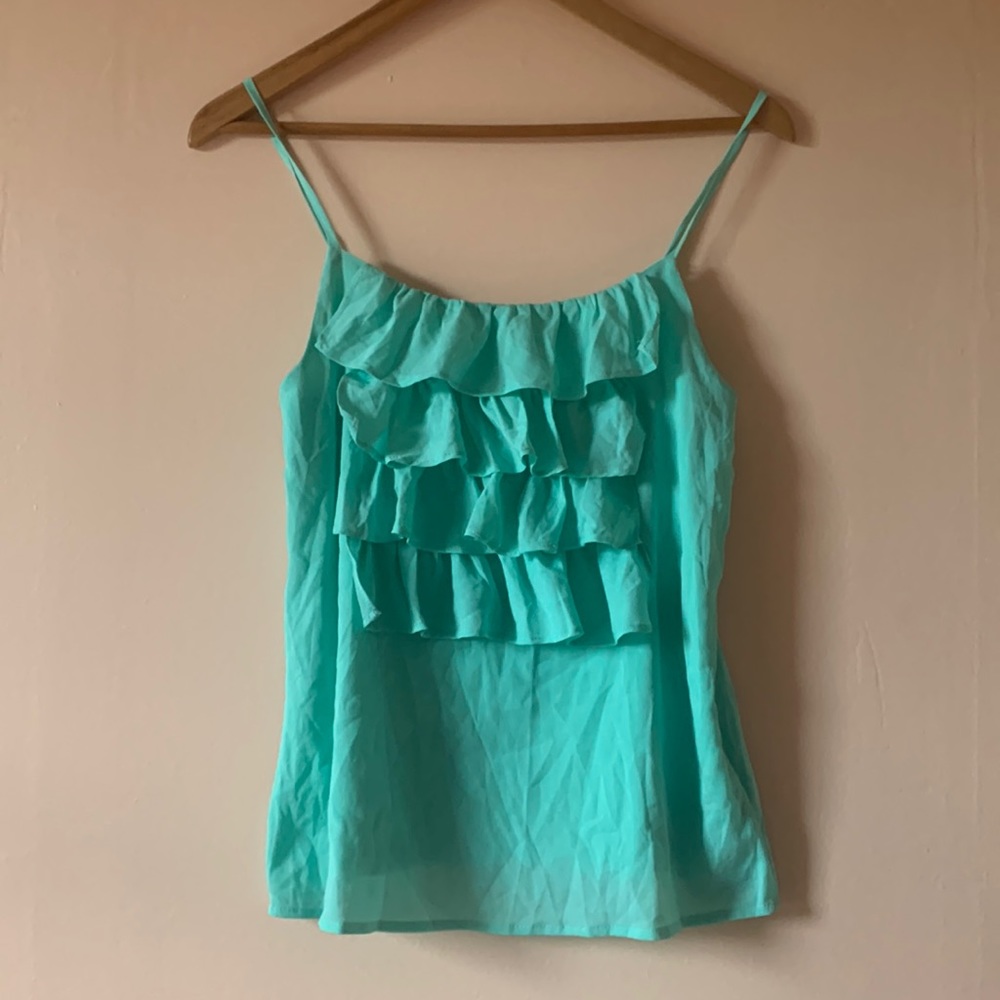 Forever 21 Teal Ruffle Spaghetti Strap Top